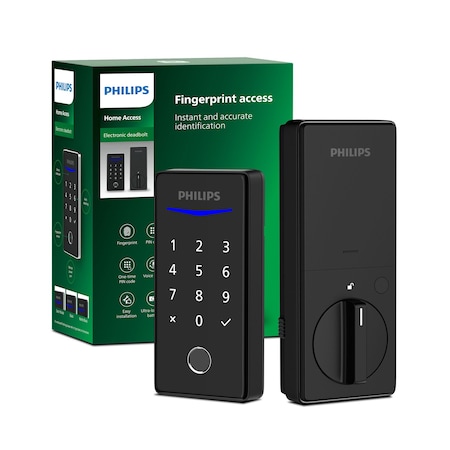 Philips Home Access 1000 Series Matte Black Single Cylinder Electronic Deadbolt with Keypad Touchscreen DDLOM1010X-1H-MB