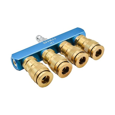Interstate Pneumatics Pipe Manifold Fitting, Brass, 1/4 in FPM44S-KG4AB