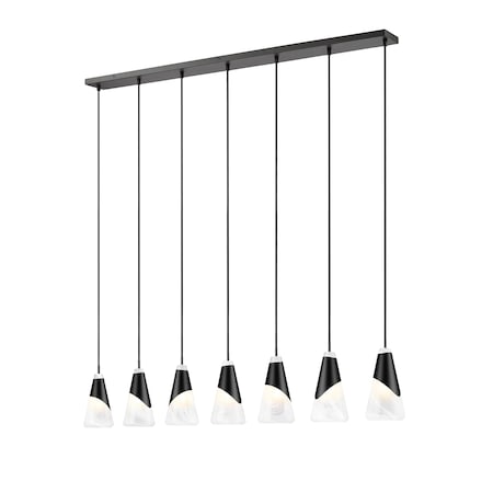 Z-Lite Aimie 7-Light Linear Chandelier, 6 in W, Matte Black 828P6-7L-MB