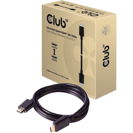 Club 3D B.V Club 3D Ultra High Speed HDMI Cable 10K 120Hz 48Gbps M/M 2 m./6.56 ft. CAC-1372