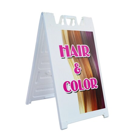 Signmission Hair & Color, A-Frame & 2 Decals Installed, Heavy-Duty Plastic Frame SBHD-D-2436-Hair & Color
