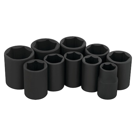 Performance Tool 10 pc. 3/8 in. Dr. Socket Set, Metric, Black, Laser Etched W38201