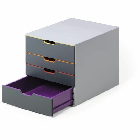 Durable Office Products Desktop Storag, 4 Drawere Box, Gray/Multi 760427