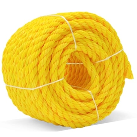 Baron Rope, 1/2 in Dia, 50 ft L, 420 lb Working Load, Polypropylene, Yellow 53610
