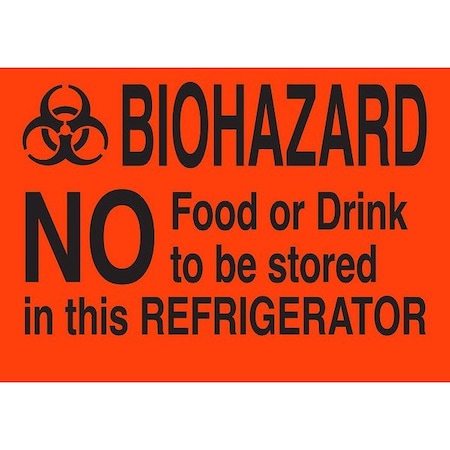Brady Biohazard Sign, 3 1/2 in Height, 5 in Width, Vinyl, Rectangle, English 20329LS-A