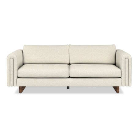 Homeroots 84" Ivory Fabric Sofa With Walnut Legs 641137
