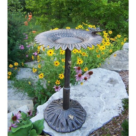 Oakland Living Sunflower Butterfly Bird Bath - Antique Bronze 5157-AB