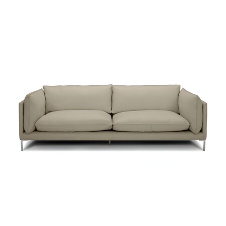 Homeroots 96" Taupe Leather Sofa With Silver Legs 488836