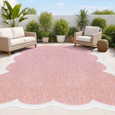 Jonathan Y Alice Classic Cottage Two-Tone Scalloped Light Rose/Cream 5 ft. x 8 ft. Shaped Area Rug SHP103B-5