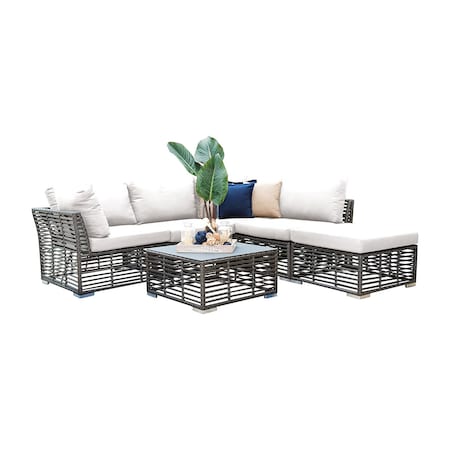 Panama Jack Outdoor Panama Jack Graphite 6-Piece Sectional with Cushions PJO-1601-GRY-6SEC-GL