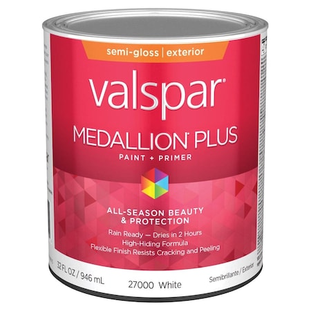 Valspar Medallion Plus Premium Paint & Primer Semi-Gloss Exterior Paint Wht 1 Qt. 028.0027000.005