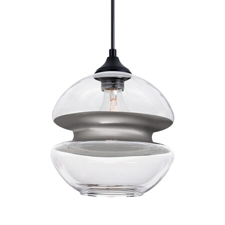 Besa Lighting Besa Hula 8 Outdoor Pendant, Clear/Silver, Black Finish, 1x 60W MAX E26 Base OP-HULA8SL-BK