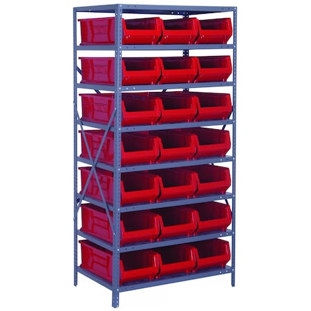 Quantum Storage Systems WIRE SHELVING UNIT W/21 RED BINS 2475-952RD