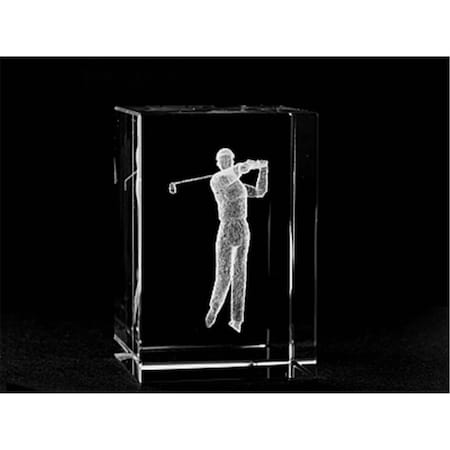 Happyholidays 1159-70-37 Crystal Laser-Engraved Golfer Sports Laser-Cut 2 L x 2.75 H x 2 W in. HA2925028