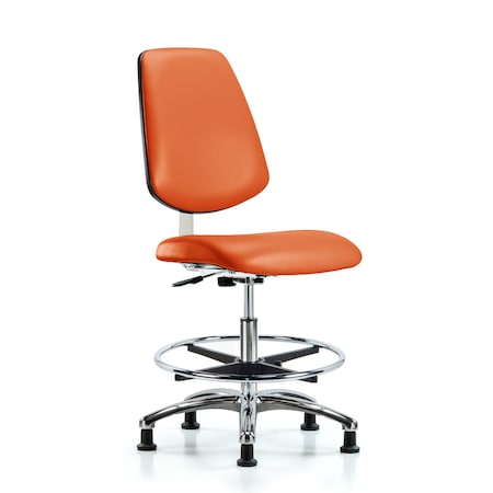 Blue Ridge Ergonomics Clean Room Chair 22" to 29" Height, Vinyl, Orange Kist BR-CLR-VMBCH-MB-CR-CF-RG-8613