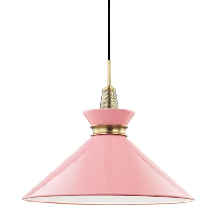 Mitzi Kiki 1 Light Pendant 18 In. Aged Brass/Pink H251701L-AGB/PK