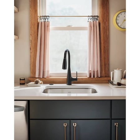 Moen Haelyn 2-Handle Pull-Down Kitchen Faucet with ColorCue Matte Black 87627EIBL