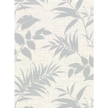 Warner Chandler Off White Botanical Faux Grasscloth Wallpaper 2921-50810