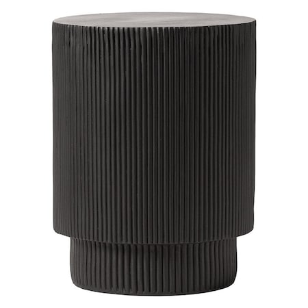 Leisuremod Eden 14 in Round Stone Side Table, Weatherproof Pedestal Base, Fully Assembled EST14BL