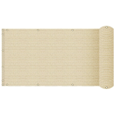 Wrightmaster 3 ft. x 15 ft. Beige Balcony Privacy Fence Screen with UV Blockage for Balcony Porch Patio Deck Yard ZR-0315TN