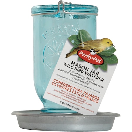 Perky-Pet 32 Oz. Blue Mason Jar Bird Waterer 783