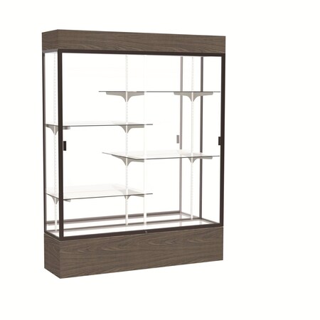 Ghent Lighted Floor Display Case 60x80x16, Mirror, Dark Bronze 2175MB-BZ-WV