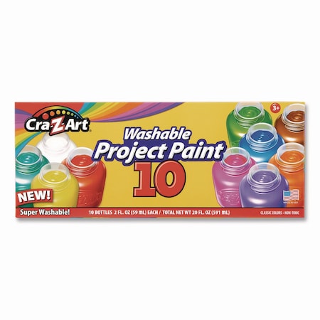 Cra-Z-Art Washable Project Paints, 10 Assorted Colors, 2 oz Bottles 10601-4