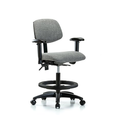 Blue Ridge Ergonomics Chair, Fab, Med Bench, Tilt AA BF Cast, Gry, 6-Way Adjustable, 22" to 29" Height, Gray BR-FMBCH-RG-T1-A1-BF-RC-F44