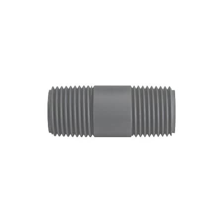 Zoro Select Plastic Pipe Nipple, 1 1/2 in Sz, Gray 886-025C
