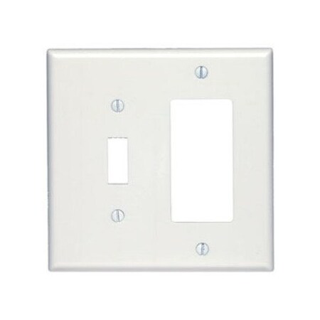 Leviton Combination Wallplate, Midway Size, Gang 2, White 80605-W