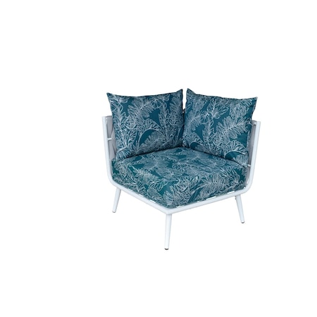 Bfm Seating Cayman Corner Sofa - Medium Gray flat rope, White powder coat aluminum, ganging bracket PHPCGRWH-P68