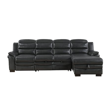 Homeroots 111" Charcoal Polyester Blend Sleeper USB Sleeper Sofa And Toss Pillow With Black Legs 559223