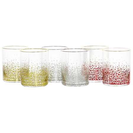 Laurie Gates Audrey Hill 6 Piece 13.5oz Double Old Fashion Glass Set in Assorted Colors 138936.01