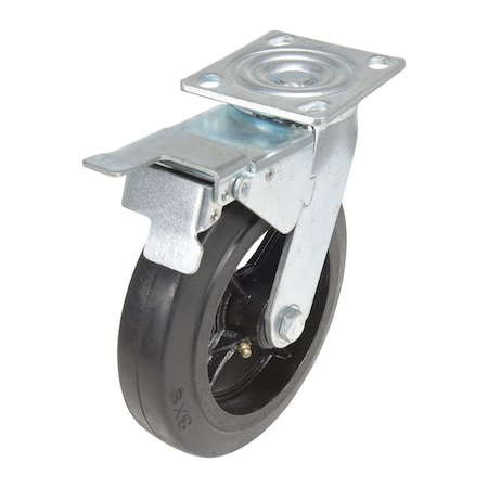 Vestil Rubber Swivel With Total Brake Caster 8 In. Diameter x 2 In. Width 551 Lb. Capacity Black CST-VE-8X2MR-SWTB