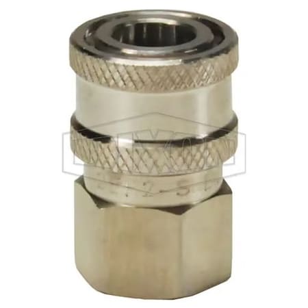 Dixon DQC E Straight Through Interchange Female Coupler, 1/8-27 Nominal, NPTF, 303 Stainless Steel 1EF1-S