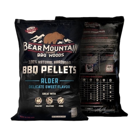 Bear Mountain BBQ Pellet, Alder, 20 in L, Hardwood, 20 lb Bag FK11