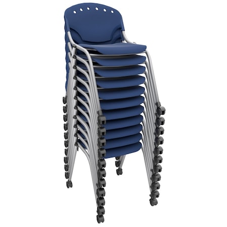 Regency Rico Classroom Training Mobile Stack Chair Armless - Navy Blue, 11PK K305-NV-11PK