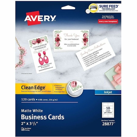 Avery Clean Edge Business Cards, True P, PK120 28877