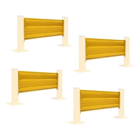 Mytee Products 4ft x 15in Bolt-On Steel 3-Rib Guard Rails 12,000 lbs - Yellow, 4PK GR3R-04x4