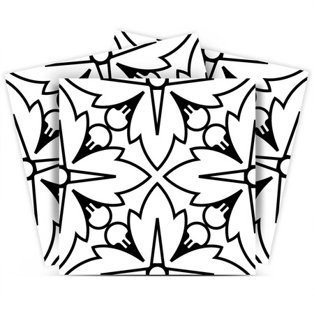 Homeroots 8" X 8" White and Black Cross Peel and Stick Removable Tiles 399934