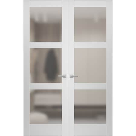 Sartodoors Hidden Double Doors, Lucia 2552 White Silk Concealed Metal Frame 72 x 84 (2* 36x84) Left-hand Outsw LUCIA2552DMF-BEM-72x84-LH-O