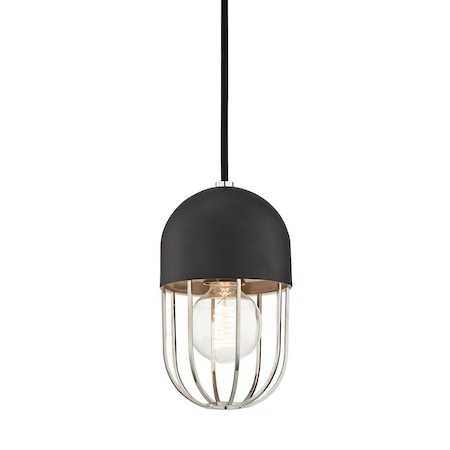 Mitzi Haley 1 Light Pendant 5.5 In. Polished Nickel/Black H145701-PN/BK