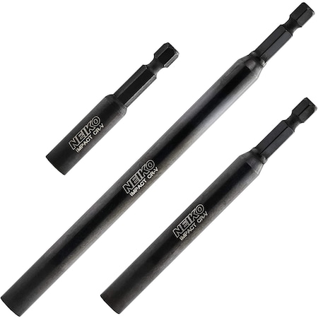 Neiko Magnetic Bit Holder Set | 3 Pieces - 2-3/8, 4, and 6| Premium Cr-V Steel | 0.25 in Hex Shank Design 11403A