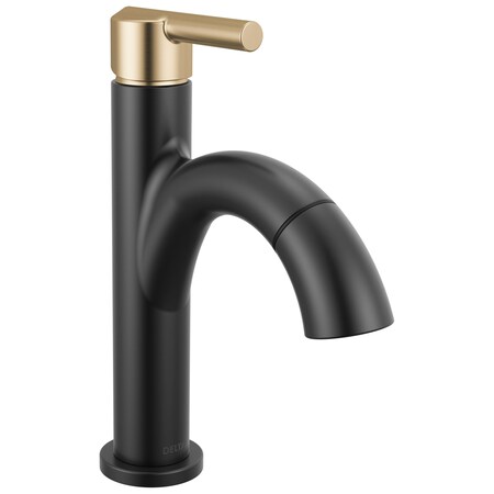 Delta Nicoli Single Handle Pull-Down Bathroom Faucet, 6.81 in, Matte Black / Champagne Bronze 15749LF-GZPD