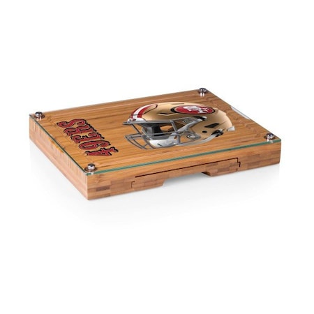 Picnic Time Family Of Brands NFL San Francisco 49ers - Concerto Glass Top Cheese Cutting Board & Tools Set 919-00-505-274-2