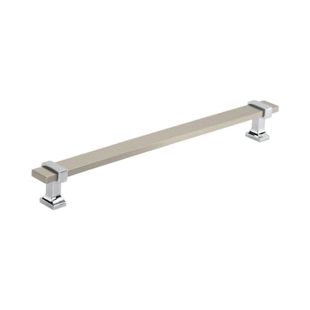 Amerock Overton 8-13/16 in 224 mm Center-to-Center Satin Nickel/Polished Chrome Cabinet Pull BP36684G1026