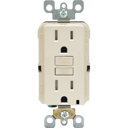 Leviton SmartlockPro Self-Test 15A Light Almond Residential Grade Tamper Resistant 5-15R GFCI Outlet R16-GFTR1-0KT