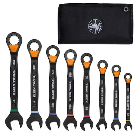Klein Tools Ratcheting Combination Slide-Lock Wrench Set, SAE, 8-Piece 69508