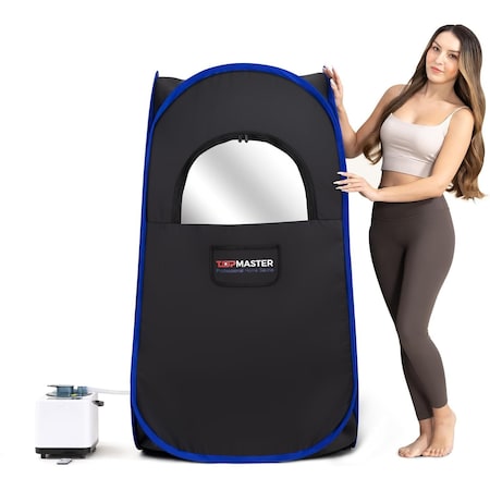 Topmaster Foldable Portable Steam Sauna, 3L 1100W Generator, Sauna Tent with Chair and Remote, Black TMSAUST10BLK