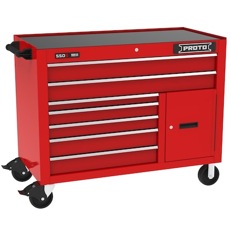 Proto 550 Series Rolling Tool Cabinet, 7 Drawer, Red, Steel, 50 in W x 25-1/4 in D x 41 in H J555041B-7RD-1S
